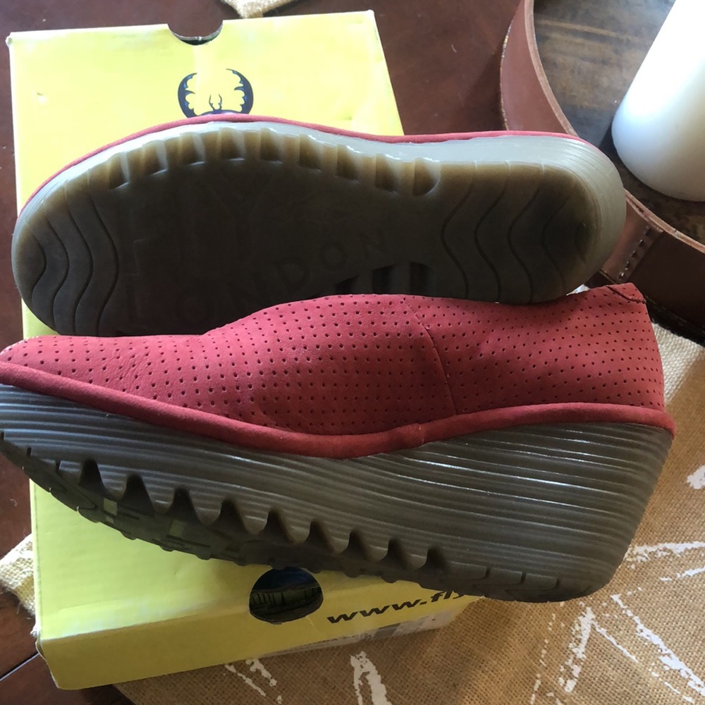 Fly london red suede shoes sz 38